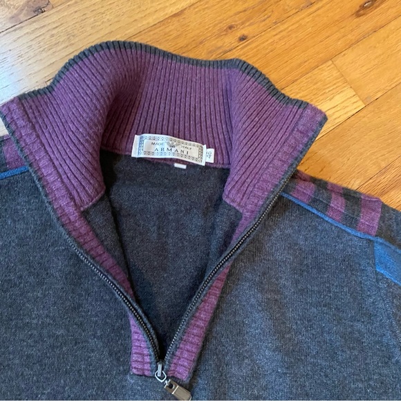 Armani mens 46 wool cashmere half zip sweater - Picture 8 of 9